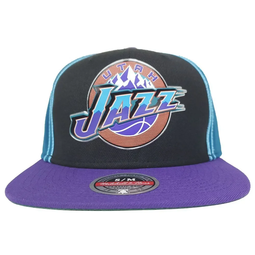 Utah‎ Jazz Mitchell & Ness NBA Flex Small-Medium Flatbill Hat Cap 3D Logo NWT